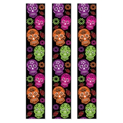 Day of the Dead Party Panels - Create a colorful atmosphere for your Day of the Dead celebration with these vibrant 6ft long Day of the Dead party panels. Made of lightweight plastic, they include a clear loop to make hanging easy.  Reusable with care.