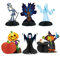 Add a fun, classic touch to your Halloween table decor!  These Halloween Character Centerpieces are fun, colorful and cute additions to your not too scary Halloween decorations.  Sold 6 per package, they're printed both sides on high quality cardstock.