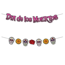 This vibrantly colorful Dia De Los Muertos Streamer Set gives you twice the decorating options!  Each package includes hangers to spell out Dia De Los Muertos  or a set of sugar skulls and roses.  You decide which fits your party decor best!