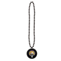 Day of the Dead Necklace with Sticker Medallion