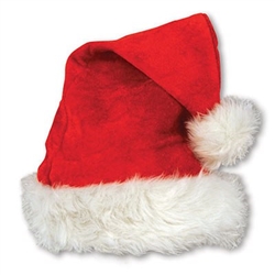 Red Velvet Santa Hat with Plush Trim