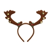 The Reindeer Antlers w/Bells  add a festive touch to your Christmas outfit. The brown felt antlers are attached to an easy to wear headband and adorned with little gold jingle bells with touches of holly leaves and berries. One size fits most. No returns.
