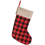 Plaid Stocking - Red & White