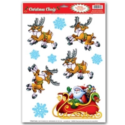 Santa and Sleigh Clings (10/sheet)