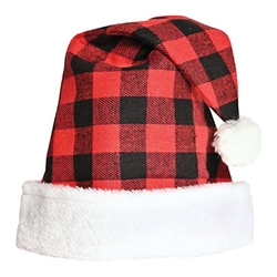 Plaid Santa Hat - Red & White