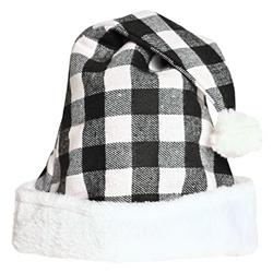 Plaid Santa Hat - Black & White