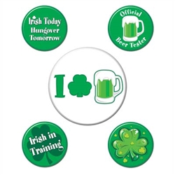 St. Patrick's Day Party Buttons (5/pkg)