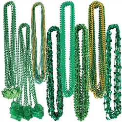 Celebrate St. Patrick's Day  in style with this bulk pack of 100 assorted St. Patrick's Bead sets.  Great for parades, block parties and company events as well as ST. Patrick's Day events at bars and restaurants.  Colors and assortment as pictured.