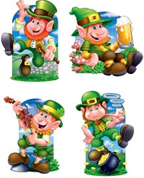 Cheerful Leprechaun Cutouts (4/pkg)