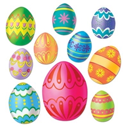 Colorful Easter Egg Cutouts (10/pkg)