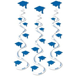 Blue Graduation Cap Whirls (3/pkg)