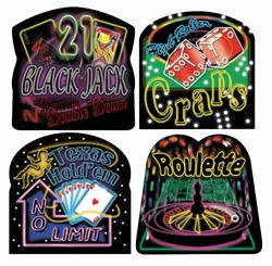 Neon Casino Cutouts (4/pkg)