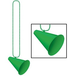 Green Beads with Megaphone Medallion (1/pkg)