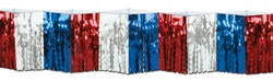 Red, White, Blue FR Diamond Metallic Fringe Drape