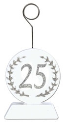 Silver Glittered 25th Photo/Balloon Holder