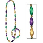 Gold, Green and Purple Mardi Gras Swirl Beads/Bracelet Set