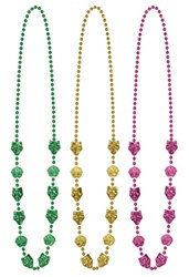 Gold, Green and Purple Mardi Gras Mask Beads (3/pkg)