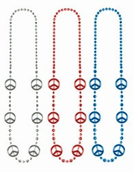 Red, Silver, and Blue Peace Symbol Beads (3/pkg)