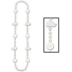 White Baseball Beads (1/pkg)