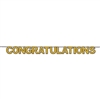 Say Congratulations in a BIG WAY with this huge 11.5' long, 8.5" tall Congratulations Streamer!  Simple assembly and easy hanging will make this gold glittered streamer a central part of your party decorations!