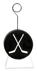 Hockey Puck with Sticks Photo/Balloon Holder