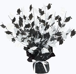 Black and White Gleam n Burst Graduate Cap Centerpiece