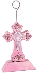 Pink Cross Photo/Balloon Holder