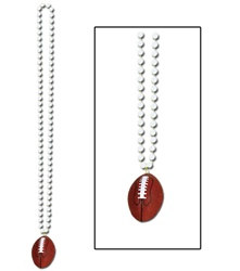 White Beads with Football Medallion (1/pkg)