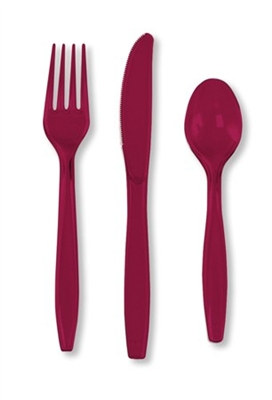 Burgundy Assorted Cutlery (24/pkg)