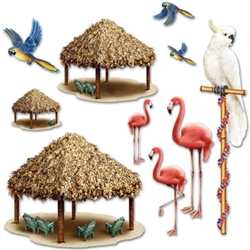 Tiki Hut and Tropical Bird Props