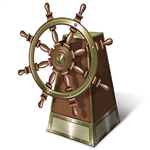 The 3-D Jointed Ship's Helm looks just like a wooden helm on an old ship! Made of printed cardstock material this helm stands 18 inches tall and looks great on table tops at both pirate and nautical parties. The card stock wheel even spins!