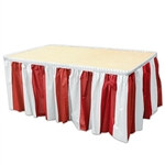Red & White Stripes Table Skirting