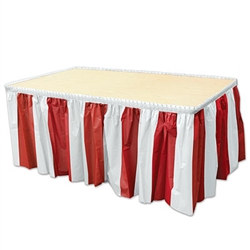 Red & White Stripes Table Skirting