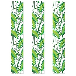 The Jungle Vines Party Panels is made of clear plastic printed with leaves and vines. They measure 12 inches wide and 6 feet long. Contains 3 panels per package.
