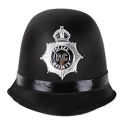 Place the Bobby Hat on your head, practice your British accent, and be prepared to lay down the law! This costume hat is adorned with a plastic police  emblem and is sized to fit most adults. Accessorize with handcuffs, and a badge. No returns.