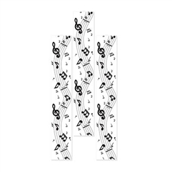 The Musical Notes Party Panels are printed on thin clear plastic and measure 12 inches wide and 6 feet tall. Contains three (3) panels per package.