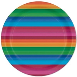 The Fiesta Plates are colorfully printed with traditional vibrant colors. They're made of scalloped paper and measure 7 inches. Contains eight (8) plates per package.