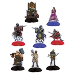 These Medieval Mini Centerpieces will let you hold court on your table top!  8 medieval characters from King to peasant are included.  Each is printed both sides on high quality cardstock.