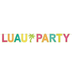 There will no doubt in anyone's mind where the party is when you hang this glittered Luau Party Streamer!  The package includes 2 palm trees (7" and 8.25" tall) & 9 letters 7.5" to 8.25" tall.  Includes a 12 foot long cord for easy hanging.