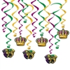 Add the excitement and fun of Bourbon St. to your Mardi Gras party with these classic Mardi Gras Whirls.  Each package comes with 12 metallic whirls in colors as shown.  Six are 17.5 inch long and six 31.5 inch long with 4 inch tall danglers.