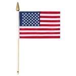 There's no more traditional way to show your American pride than the flag.  Share your pride with others with this 12 pack of flags. These fabric flags measure 4 inches by 6 inches with 11 inch long 1/8th inch diameter wooden staffs.