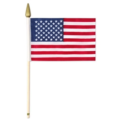 There's no more traditional way to show your American pride than the flag.  Share your pride with others with this 12 pack of flags. These fabric flags measure 4 inches by 6 inches with 11 inch long 1/8th inch diameter wooden staffs.