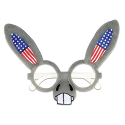 There will be no doubt which side of the aisle you're on with these Patriotic Donkey Glasses! Perfect for rallies, election headquarters, results watch parties and victory celebrations. One size fits most.