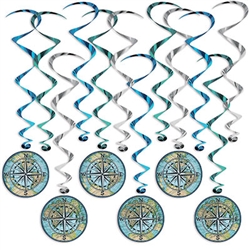 They'll know you mean when you include these colorful and kinetic Bon Voyage Whirls in your party decor.  Each package includes 12 whirls.  Six are 15 inches long and six are 28 inches long with attached danglers.