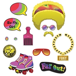 Go back in time to bell bottom jeans and platform shoes, host a 70's themed retro party!  Your guests will have a blast with these Instagram ready 70's photo fun signs and create memories that will last a lifetime.  Each package includes 13 pieces.