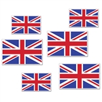 Planning a British or International themed party?  Looking for a classroom or social club decoration that looks great?  This set of British Flag cutouts is just what you're looking for!  Each package includes 6 cutouts ranging in size from 3 to 5.75 inc.