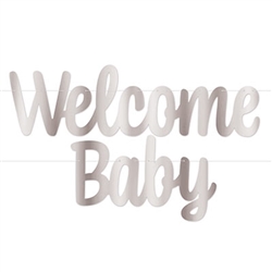You've welcomed a new life into the world, now let the World know when you welcome your new baby home! This classic Foil Welcome Baby Streamer in Silver is the perfect way to show your joy and pride.
A full 7 feet long with 4 inch tall lettering.