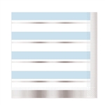 Add class and color to your celebration with these Striped Luncheon Napkins in Blue, White and Silver.  Each package contains 16 two-ply napkins.  Napkins measure 12.88 x 12.88 inches.  Please Note: Napkins are not microwave safe.