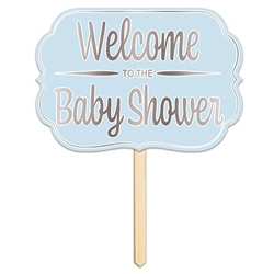 Make finding the party easy with this Foil Welcome To The Baby Shower Yard Sign in Blue.  This 15 inch wide by 10.5 inch tall yard sign is the perfect way to make sure your guests find the right place!