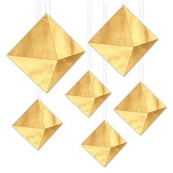Add a striking geometric accent to your party for a classic, clean style.  These 3-D Foil Diamonds in Gold are eye catching and guaranteed to be a decor focal point.  Some assembly is required.  Sold 6 per package.